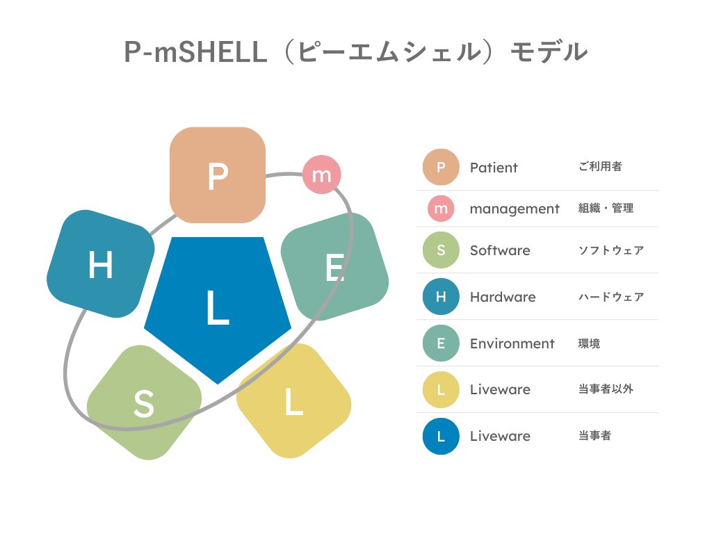 介護現場でのP-mSHELLモデルの7つの要素を図式化したもの