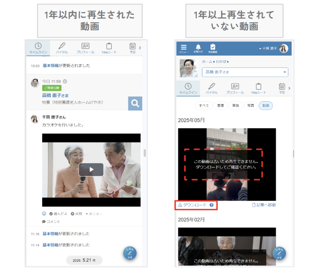 ケアコラボ長期間（過去1年）再生されていない動画を再生するときの画像