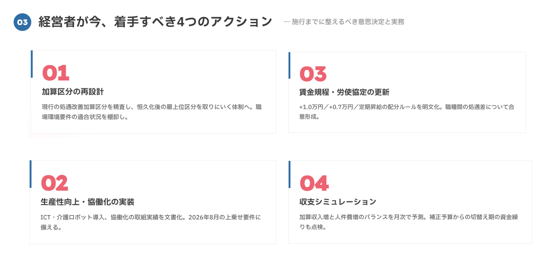 加算取得に向けた4つのアクション